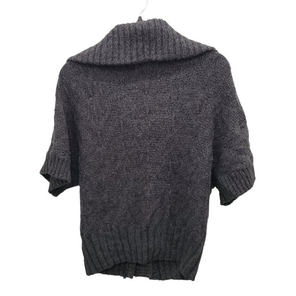 Liz Claiborne Gray Chunky Knit Fold Over Collar Button Up Wool Blend Sweater S - Picture 7 of 7